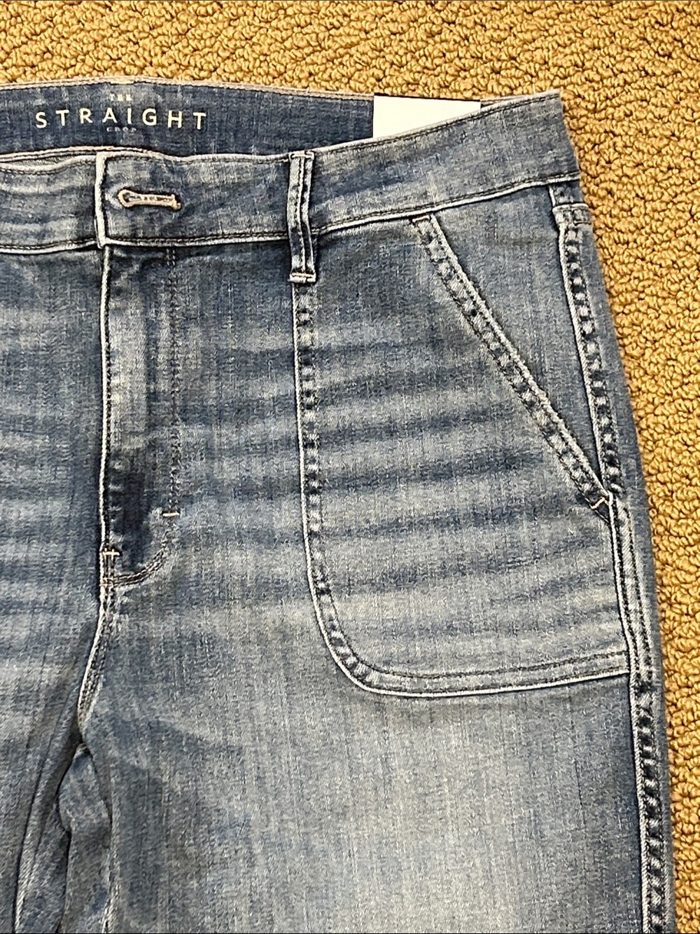 WHBM The Everyday Soft High Rise Straight Crop Jean size 12 Patch Pockets FLAW - Picture 4 of 16